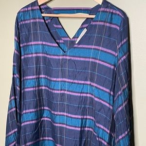 Loft blue plaid blouse